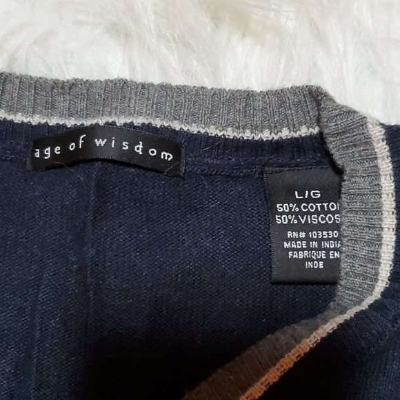 Age of Wisdom navy and gray lightweight  sweater L - Picture 2 of 6